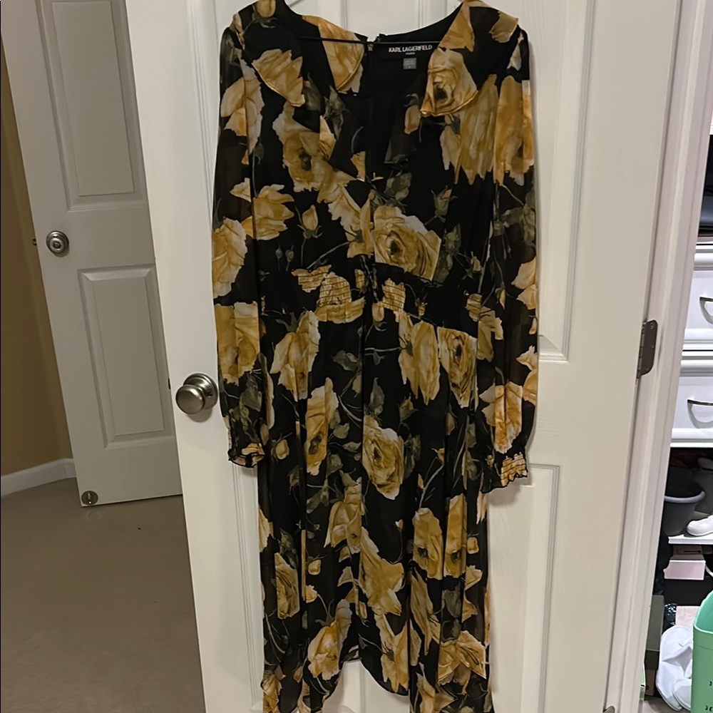 Floral Black and Yellow Dress